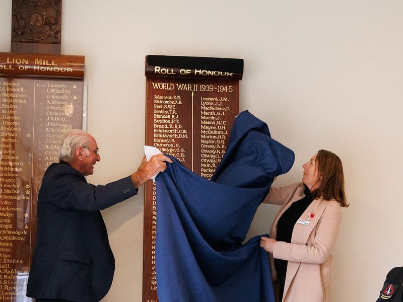 The official unveiling and dedication of the Mount Helena WWII Roll ofHonour by Eric Smith, President of Mundaring RSL and Paige McNeil, Mundaring Shire President. Photo: Brenden Scott 